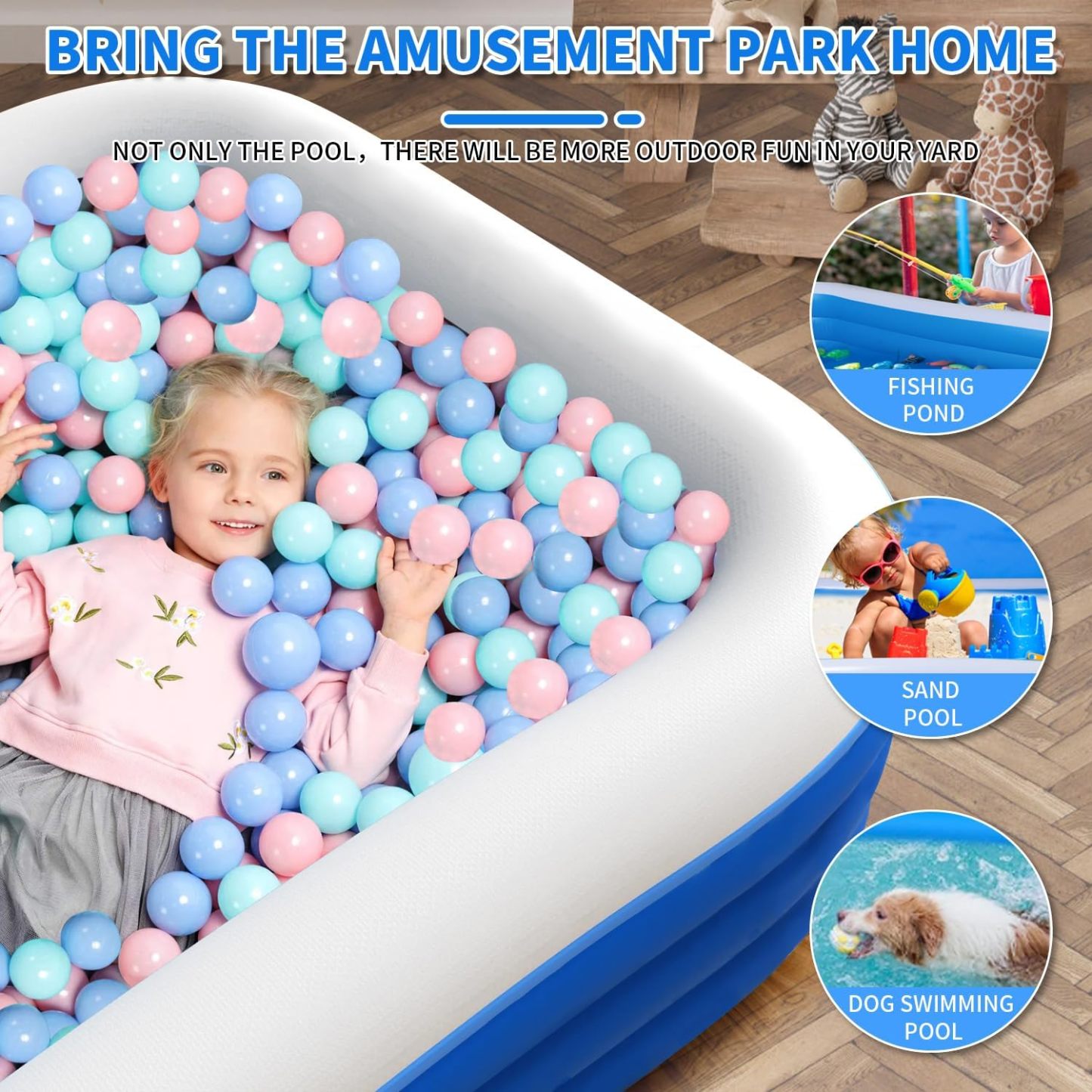 Piscina Hinchable para Jardín | Piscina Familiar Rectangular para Niños y Adultos