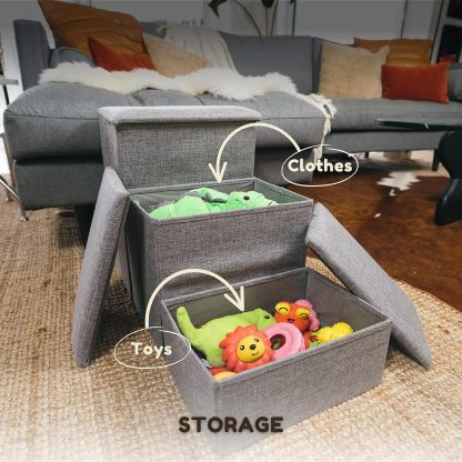 Escalera para Perros Pequeños 3 en 1 | 3 Peldaños Plegables con Almacenamiento y Casa para Mascotas
