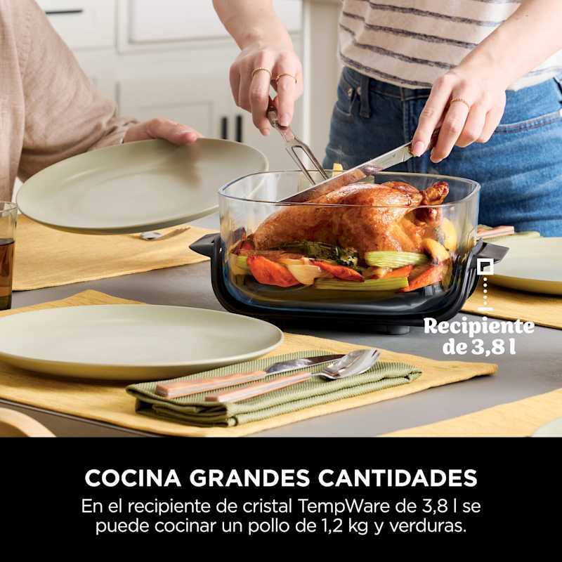 Freidora de Aire Portátil de Cristal 4 en 1 | Incluye 2 Recipientes con Tapa, Cocina Saludable y Compacta