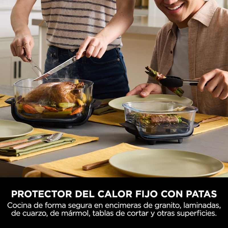 Freidora de Aire Portátil de Cristal 4 en 1 | Incluye 2 Recipientes con Tapa, Cocina Saludable y Compacta