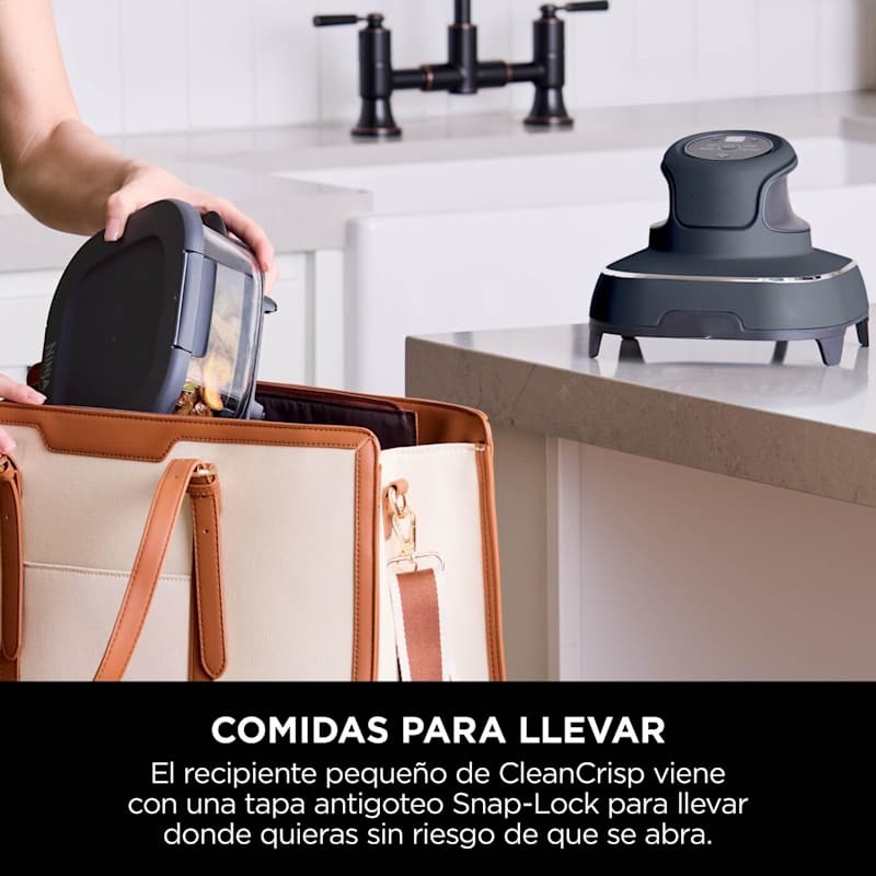 Freidora de Aire Portátil de Cristal 4 en 1 | Incluye 2 Recipientes con Tapa, Cocina Saludable y Compacta