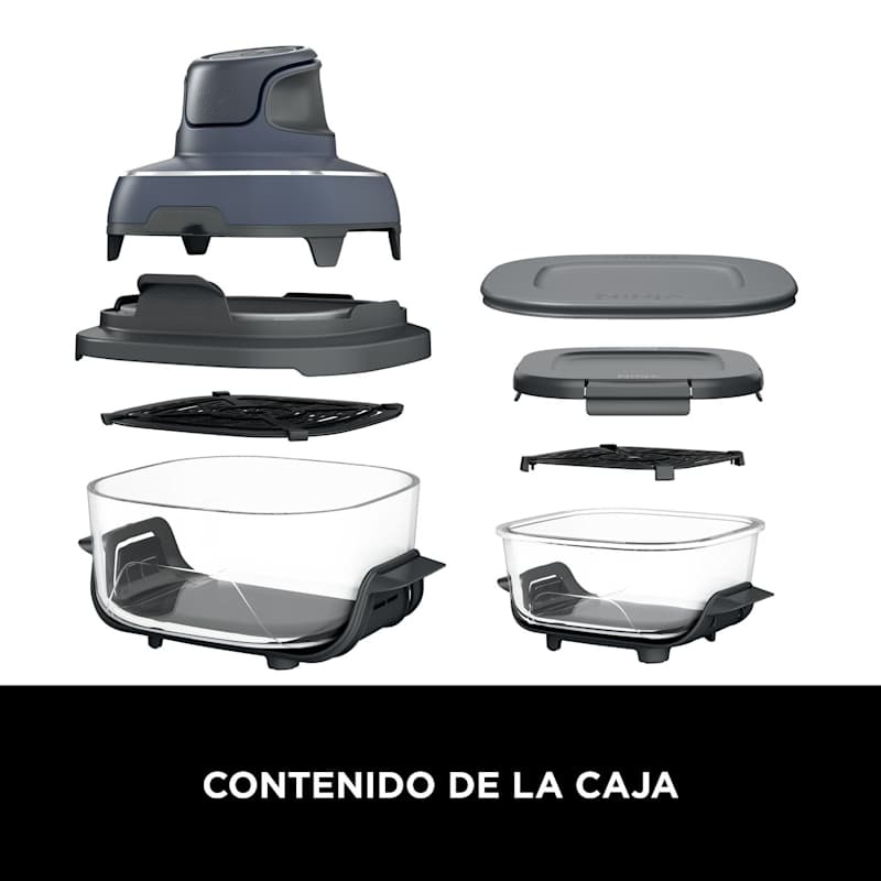 Freidora de Aire Portátil de Cristal 4 en 1 | Incluye 2 Recipientes con Tapa, Cocina Saludable y Compacta