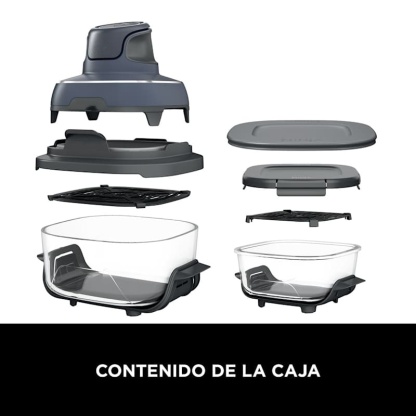 Freidora de Aire Portátil de Cristal 4 en 1 | Incluye 2 Recipientes con Tapa, Cocina Saludable y Compacta