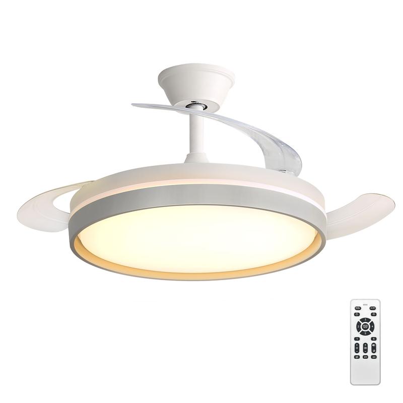 Ventilatore da Soffitto LED con Pale Pieghevoli, Telecomando, 6 Velocità, Silenzioso, Luce 3 Colori Estate/Inverno