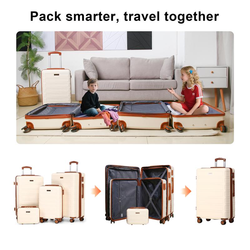 Set de 4 Maletas de Viaje Expandibles | TSA, Ruedas Dobles 360° y Carcasa Rígida (13/20/26/28")