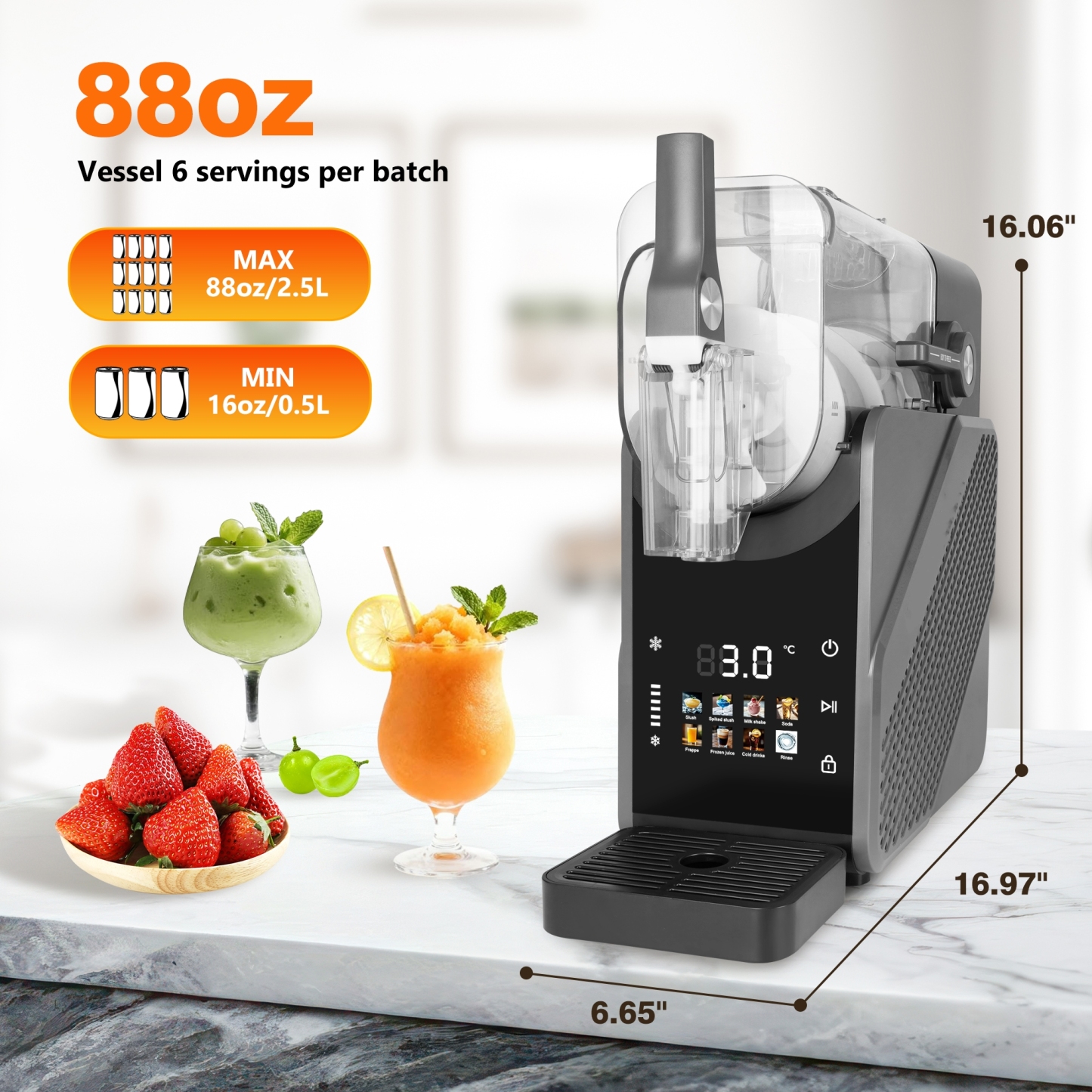 Macchina per Slushie Senza Ghiaccio, 7 Programmi, Display LED, per Milkshake, Frappè e Margarita Frozen
