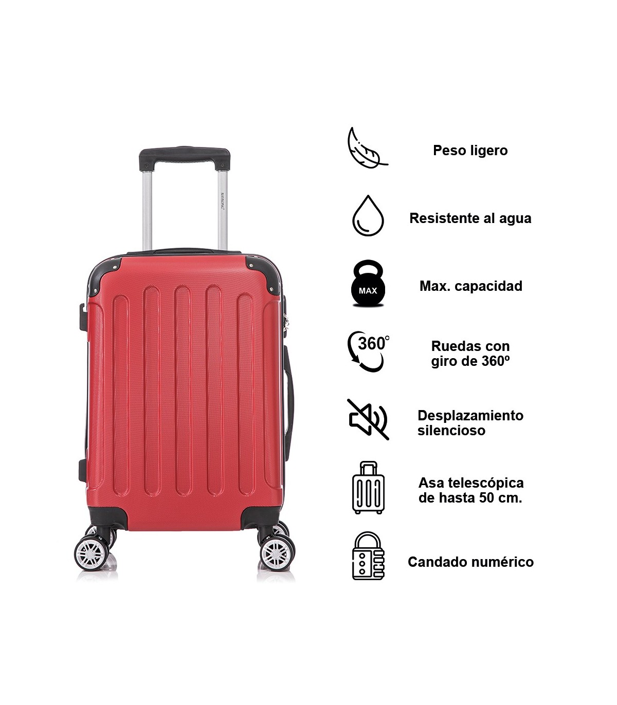 Juego de 3 Maletas de Viaje | ABS Resistente, Cabina 55 cm, Mediana 66 cm y Grande 76 cm