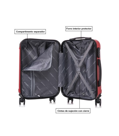 Juego de 3 Maletas de Viaje | ABS Resistente, Cabina 55 cm, Mediana 66 cm y Grande 76 cm