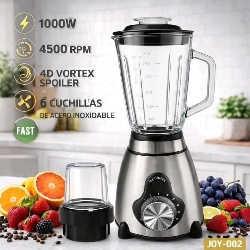 Licuadora 1000W | 6 Aspas de Acero Inoxidable, 4500 RPM, Ideal para Batidos y Smoothies