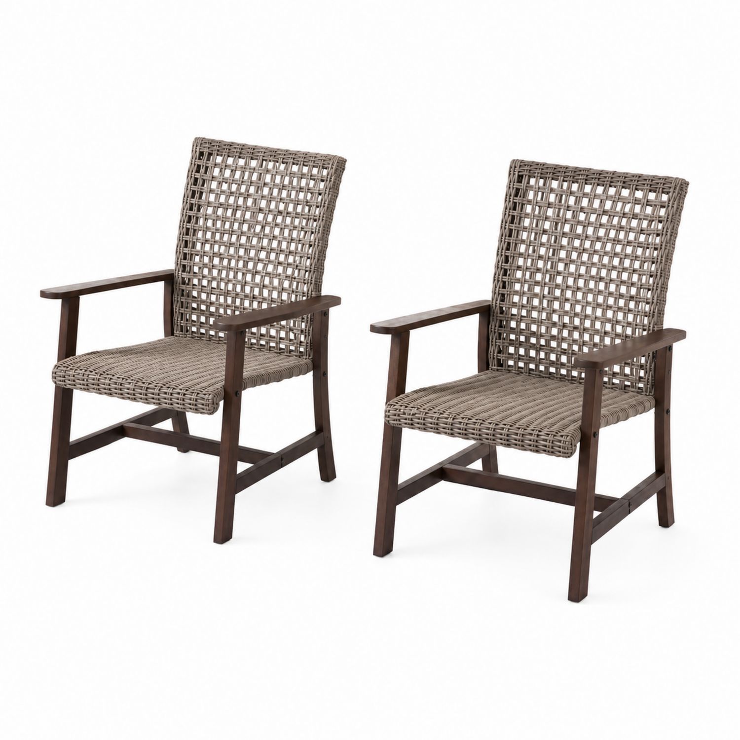 Set di 2 sedie in legno e rattan sintetico