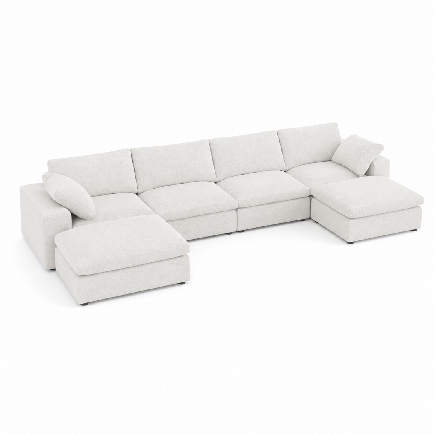 Divano modulare angolare in tessuto beige