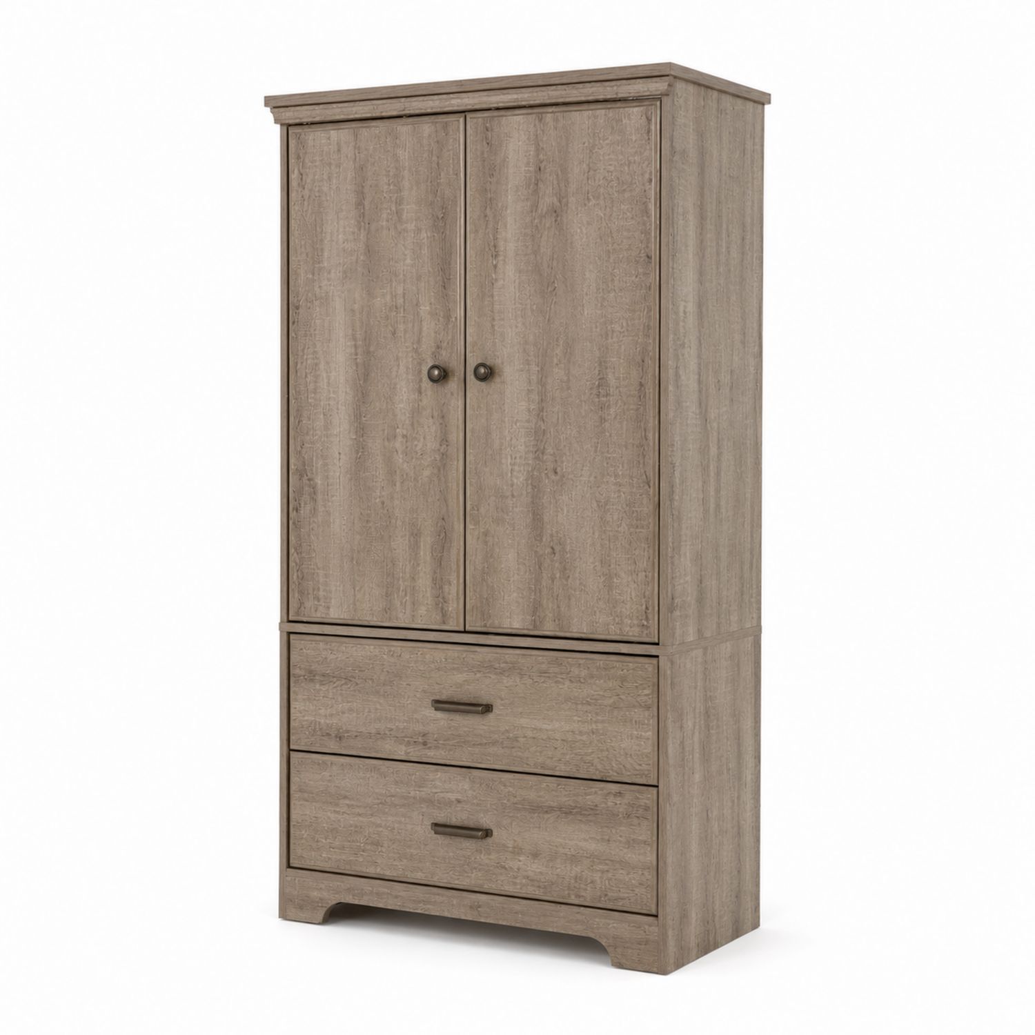 Armadio in pannello truciolare effetto quercia 2 porte 2 cassetti 190x80x50 cm