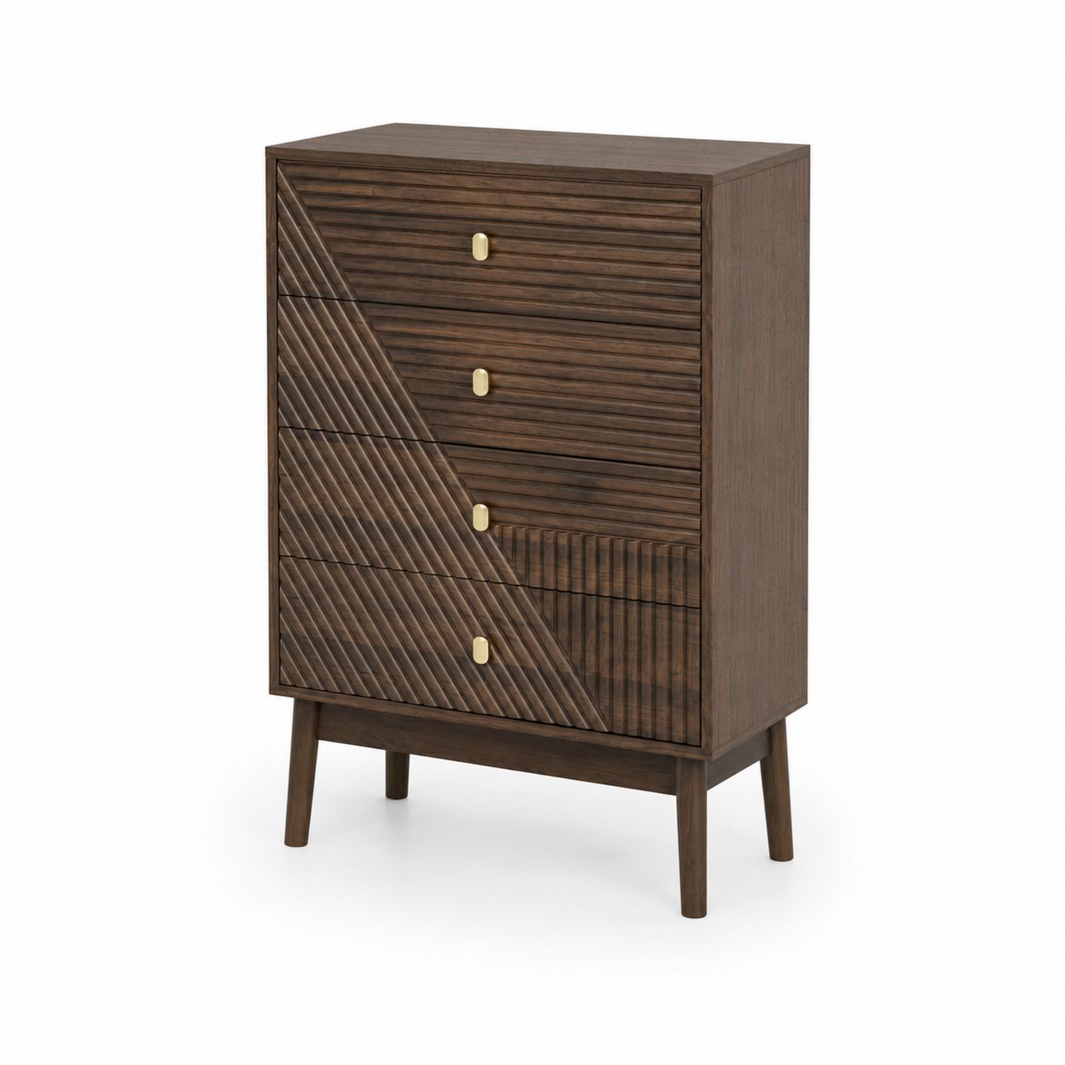 Cassettiera in legno con 4 cassetti marrone