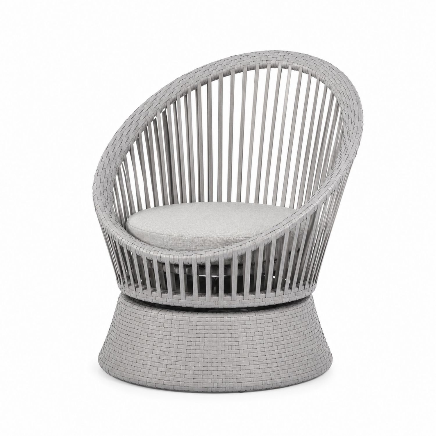 Sedia da esterno in rattan grigio con cuscino