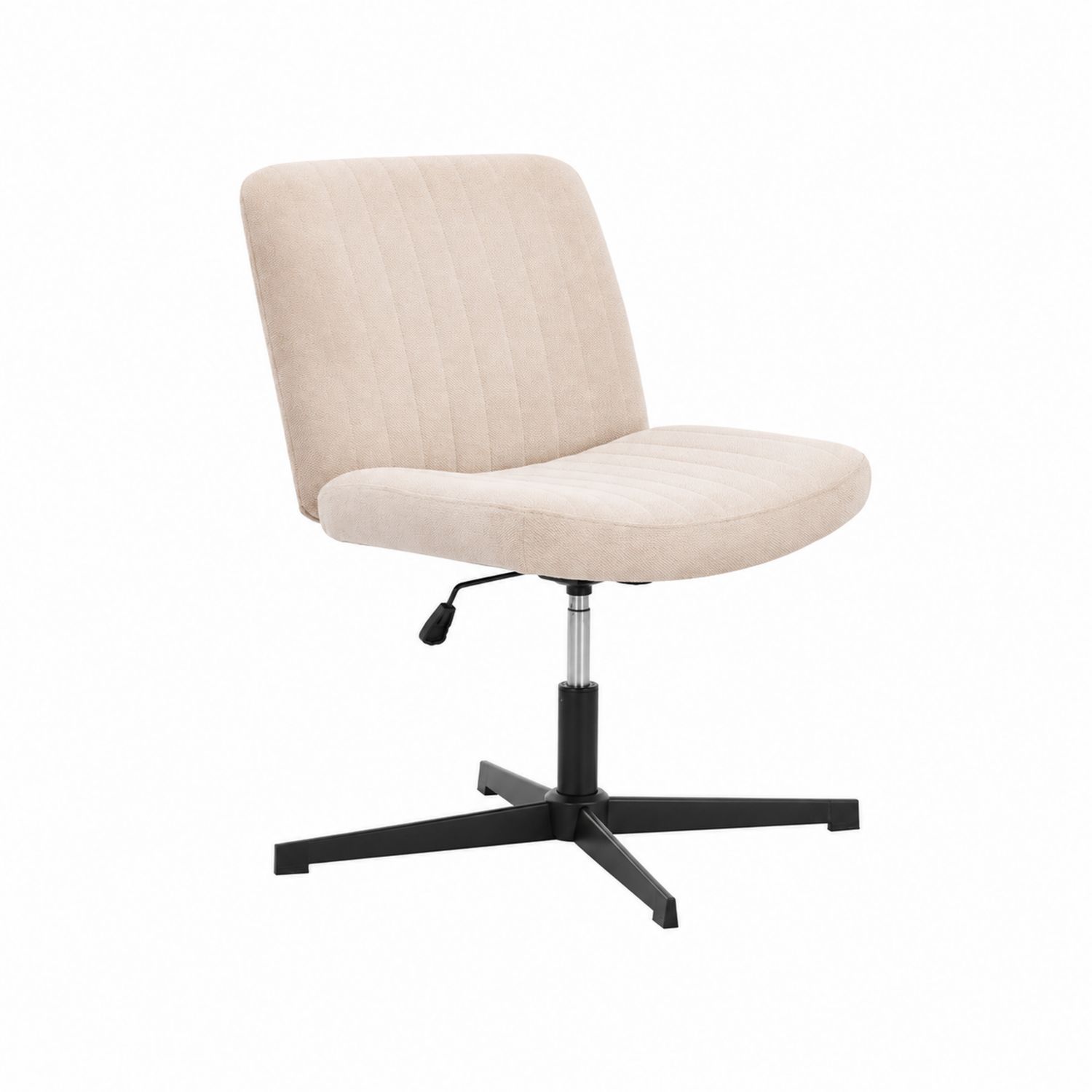 Sedia da Ufficio in Metallo con Rivestimento in Tessuto Beige