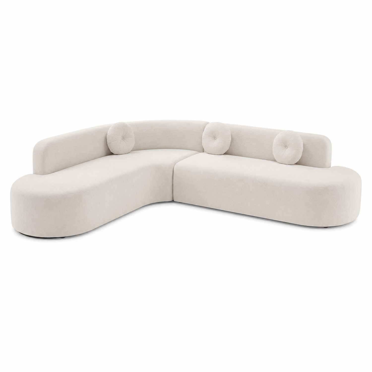 Divano angolare modulare in tessuto Bianco crema