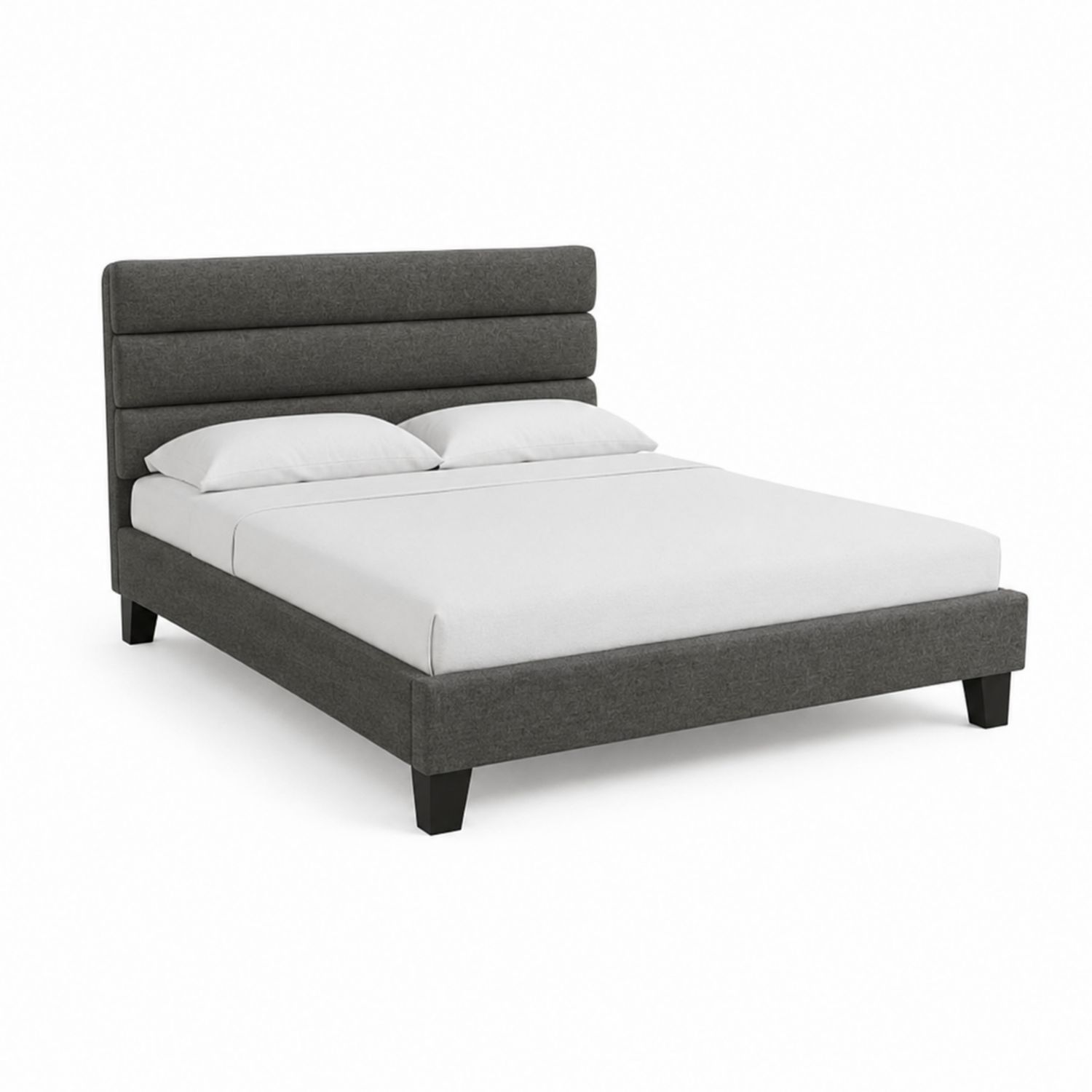 Letto matrimoniale in tessuto grigio con struttura in legno 200x160 cm