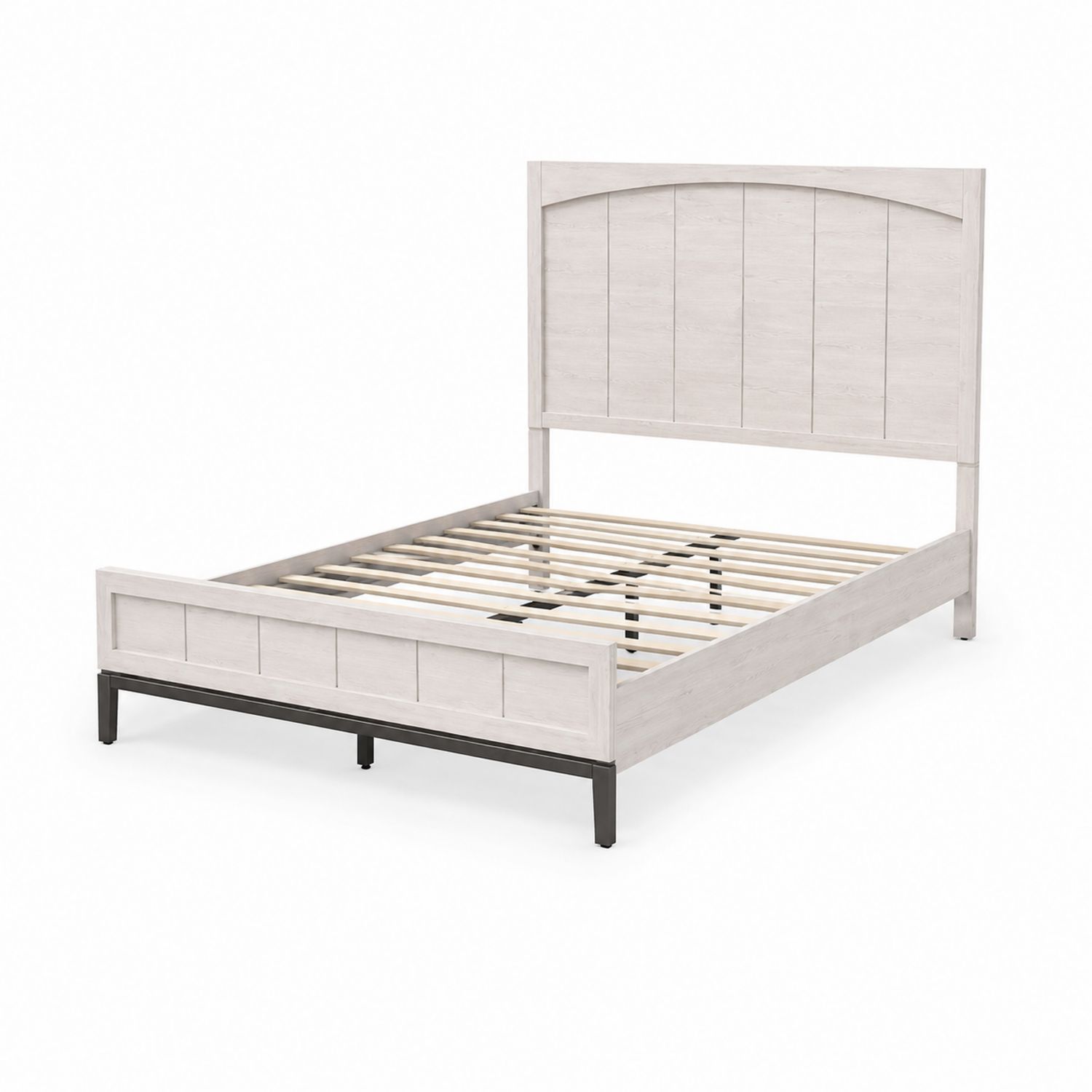 Letto matrimoniale in legno e metallo bianco 160x200 cm