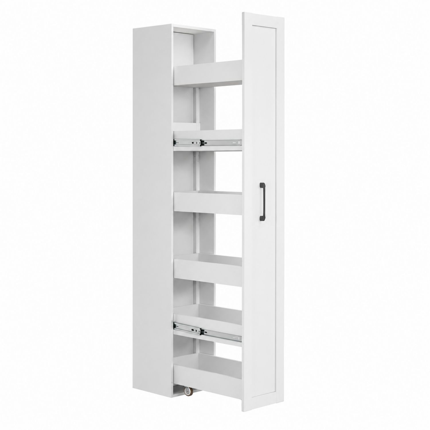 Mobiletto in Legno con Scaffalature e Ruote, 40x20x180 cm