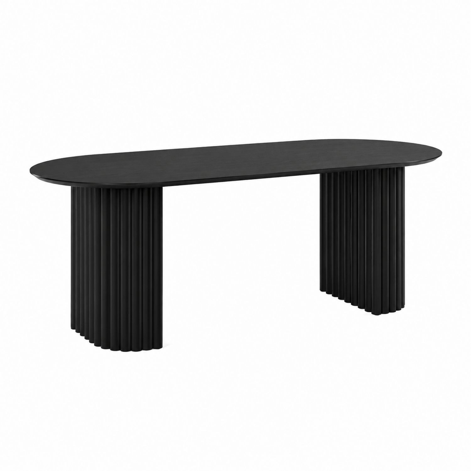 Tavolo da pranzo ovale in legno verniciato nero