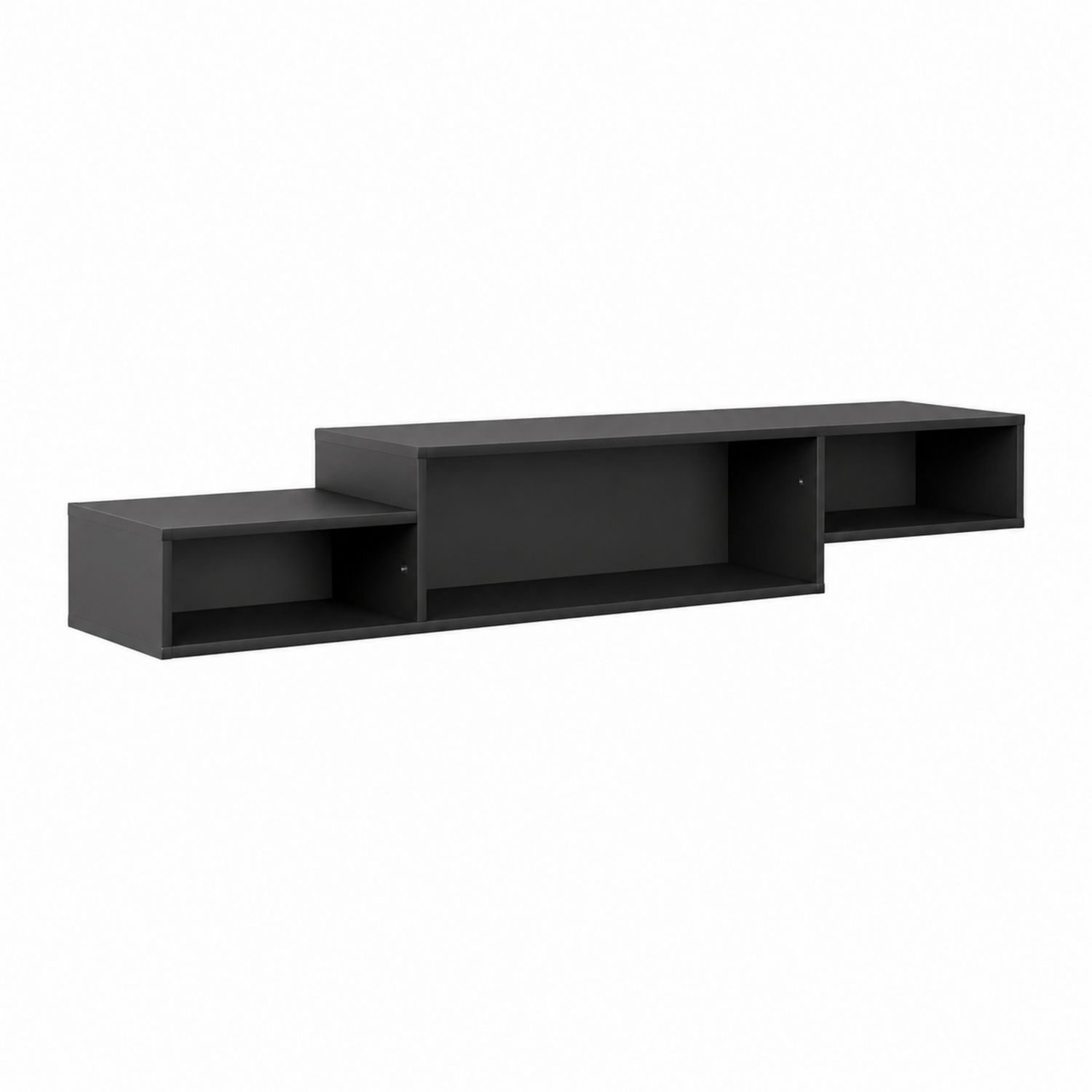 Mobile TV nero in legno con scomparti 180x30x32 cm