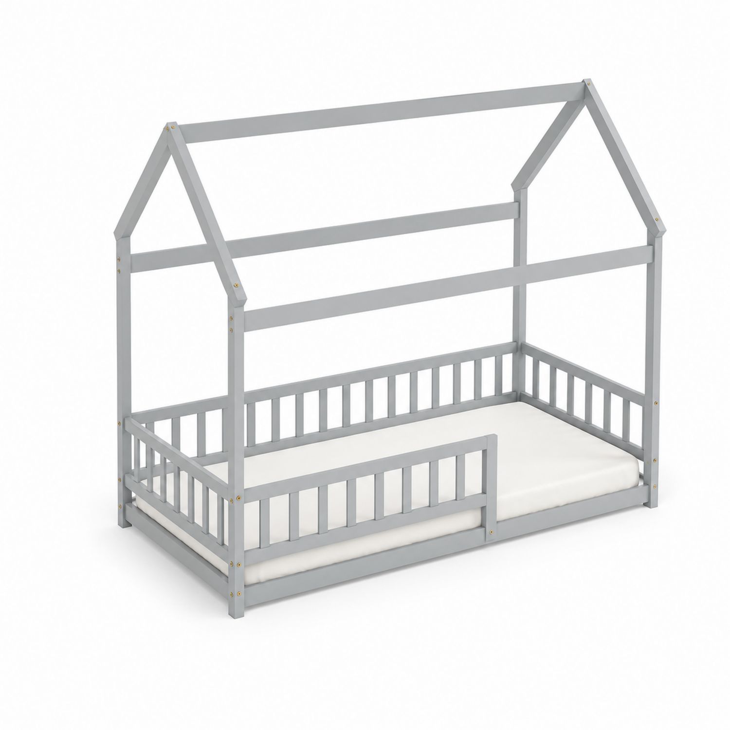 Letto casetta in legno grigio 200x90 cm