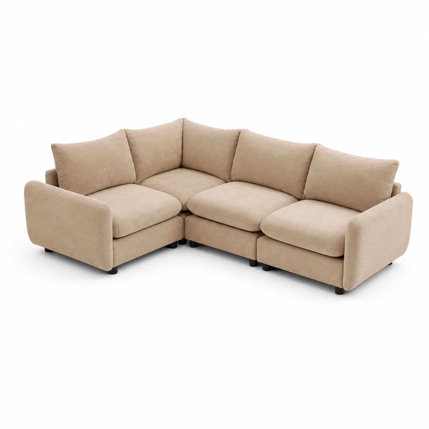 Divano angolare modulare in tessuto beige