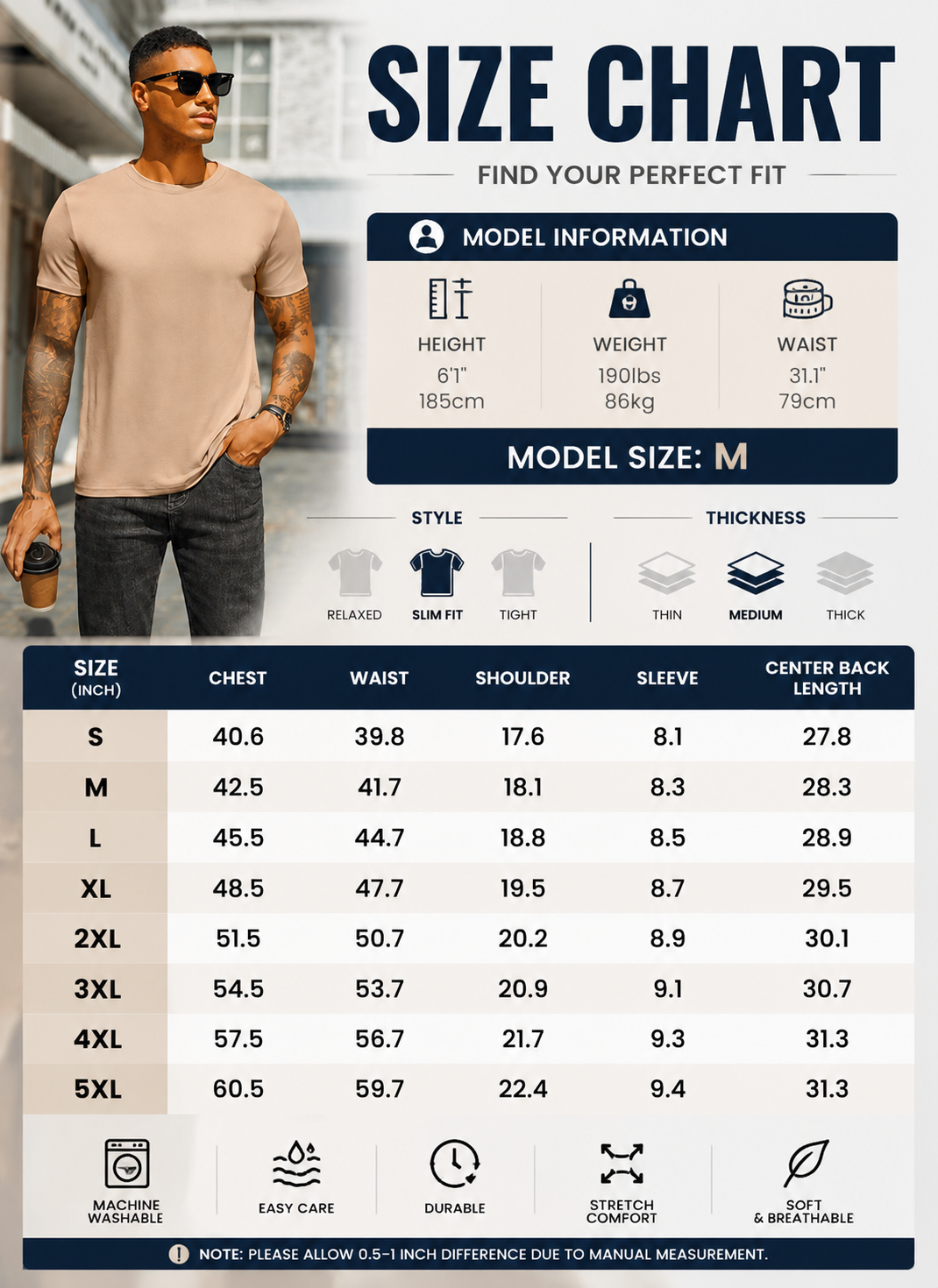 Men's short-sleeved crew neck casual summer basic T-shirt
