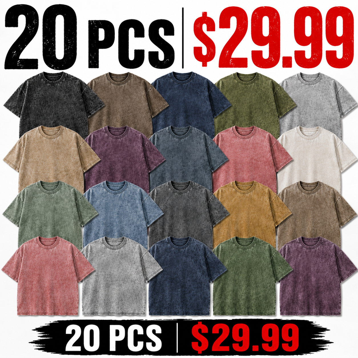1/4 Pack Oversized Tshirts Unisex Gym Vintage Heavyweight T Shirts Cotton Workout Acid Wash Baggy Tees