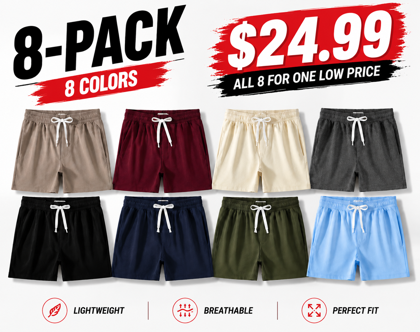 Mens 5.5" Athletic Gym Shorts Cotton Jogger Workout Lounge Jersey Zipper Pocket Sweat Shorts