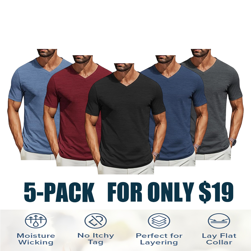 Men's Performance V-Neck Tee – Stretchy, Moisture-Wicking & Quick-Dry Comfort
