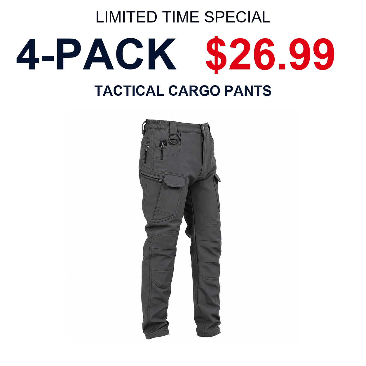 Pack & Save Men's Tactical Cargo Pants - 4-Pack $26.99