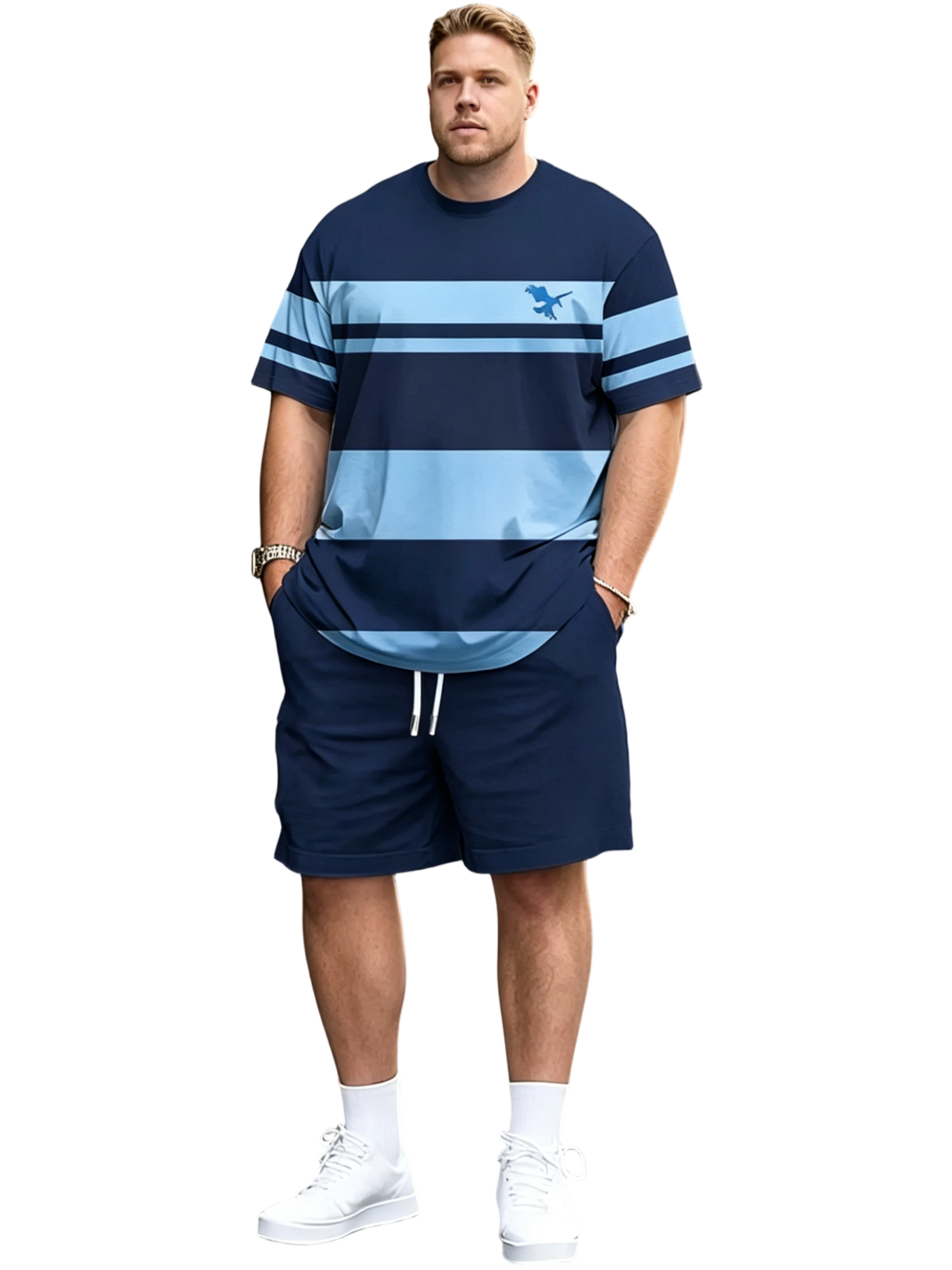Men's Breathable 3D Print Casual Athleisure T-Shirt Shorts Set