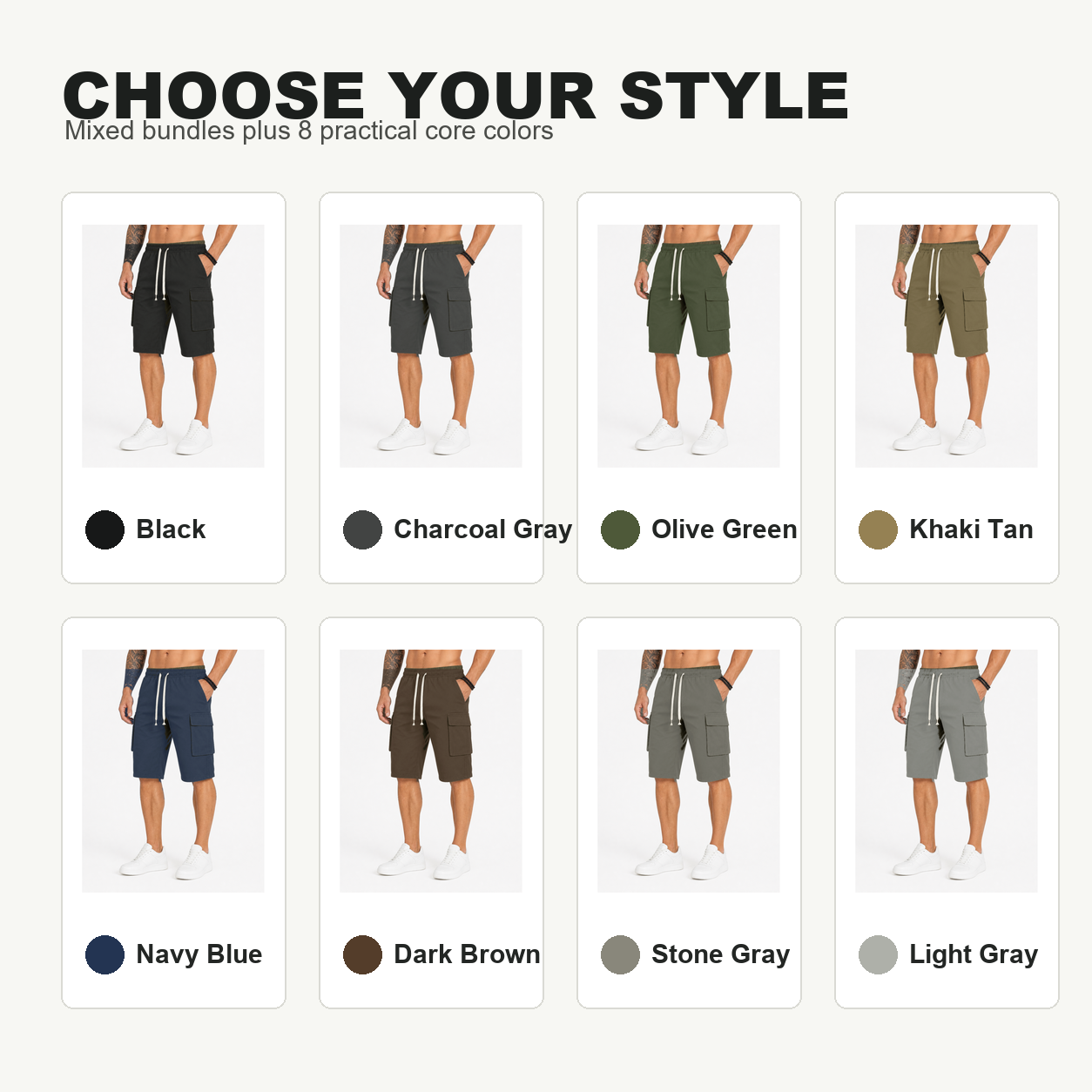 Pack & Save Men's Lightweight Drawstring Cargo Shorts, Elastic Waist Utility Summer Shorts with Multi-Pocket Storage