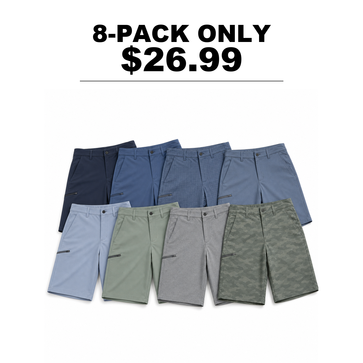 Cool Outdoor 8-Pack men's golf shorts
