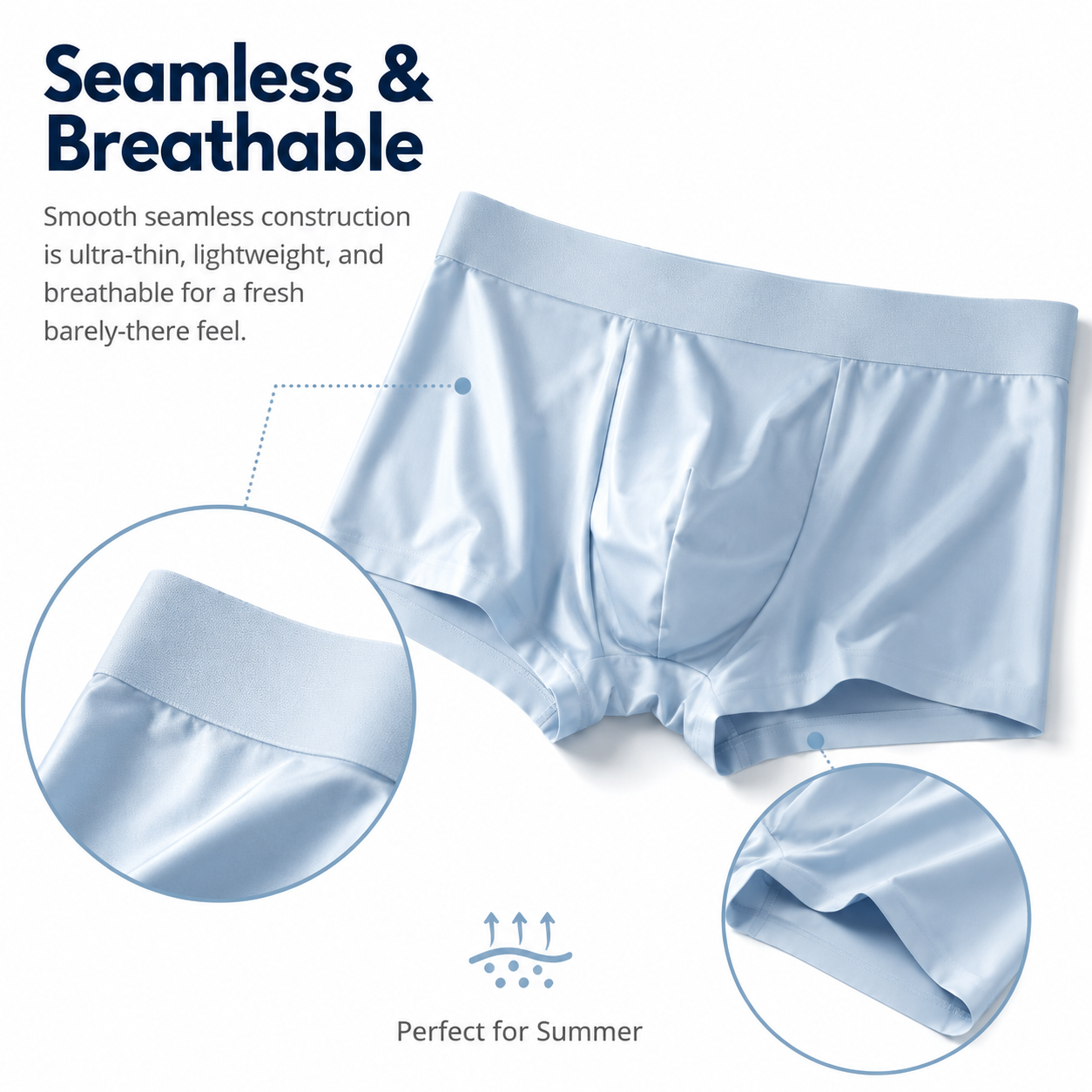 🔥Men's Ice Silk Fabric Underwear Set, 10 Pcs Solid Color Boxer Shorts, Breathable Comfortable Fit Boxers, Ideal for Summer Wear🎉