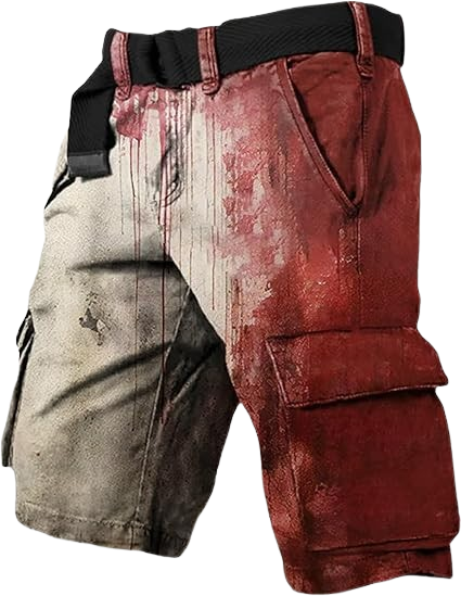 🔥Last Day 80% OFF🔥Men's Vintage Flag Independence Day Multi-Pocket Print Cargo Shorts (Belt Included)