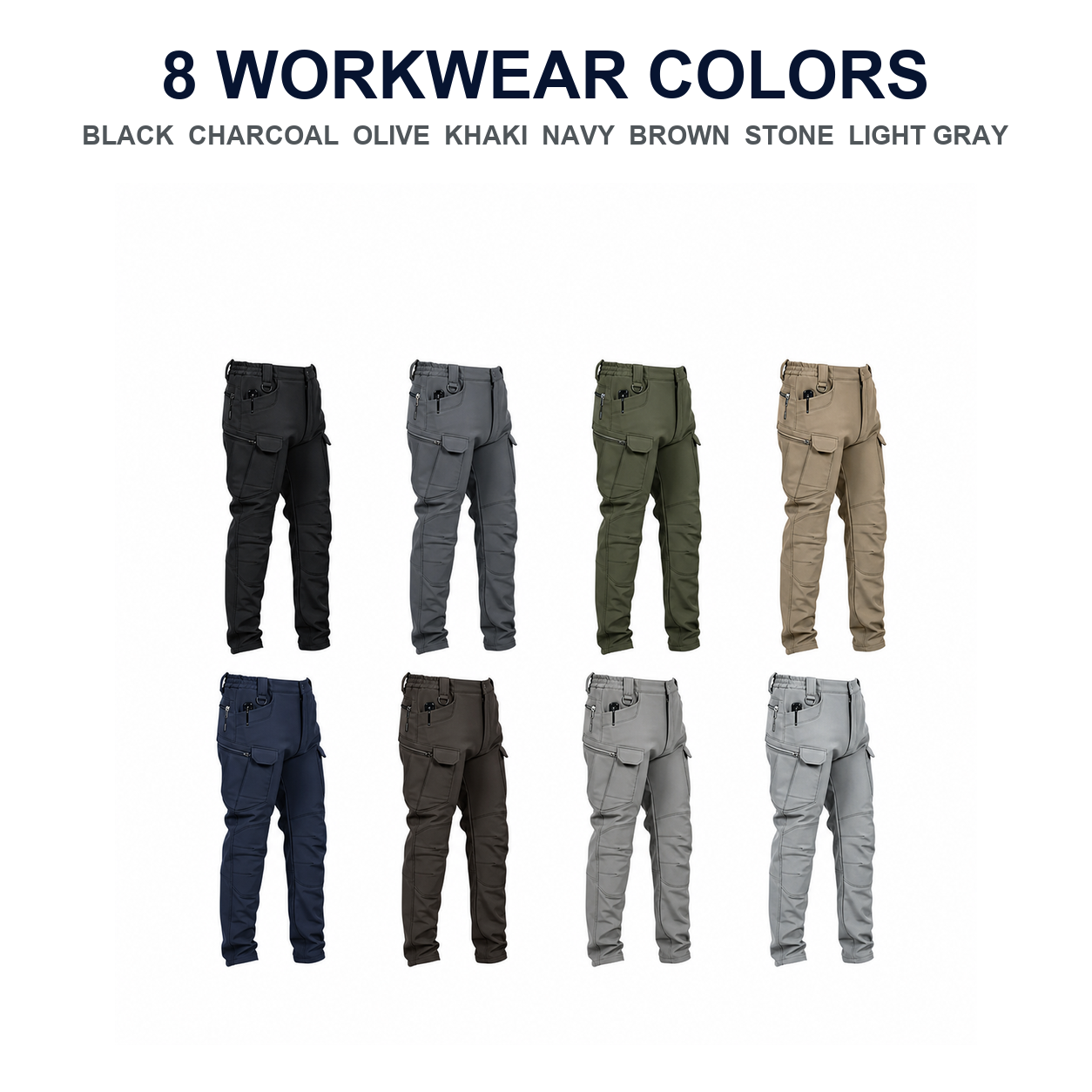 Pack & Save Men's Lightweight Stretch Tactical Cargo Pants, Elastic Waist Utility Work Pants with Multi-Pocket Storage
