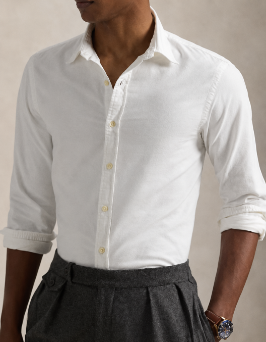Crisp White front view oxford shirt