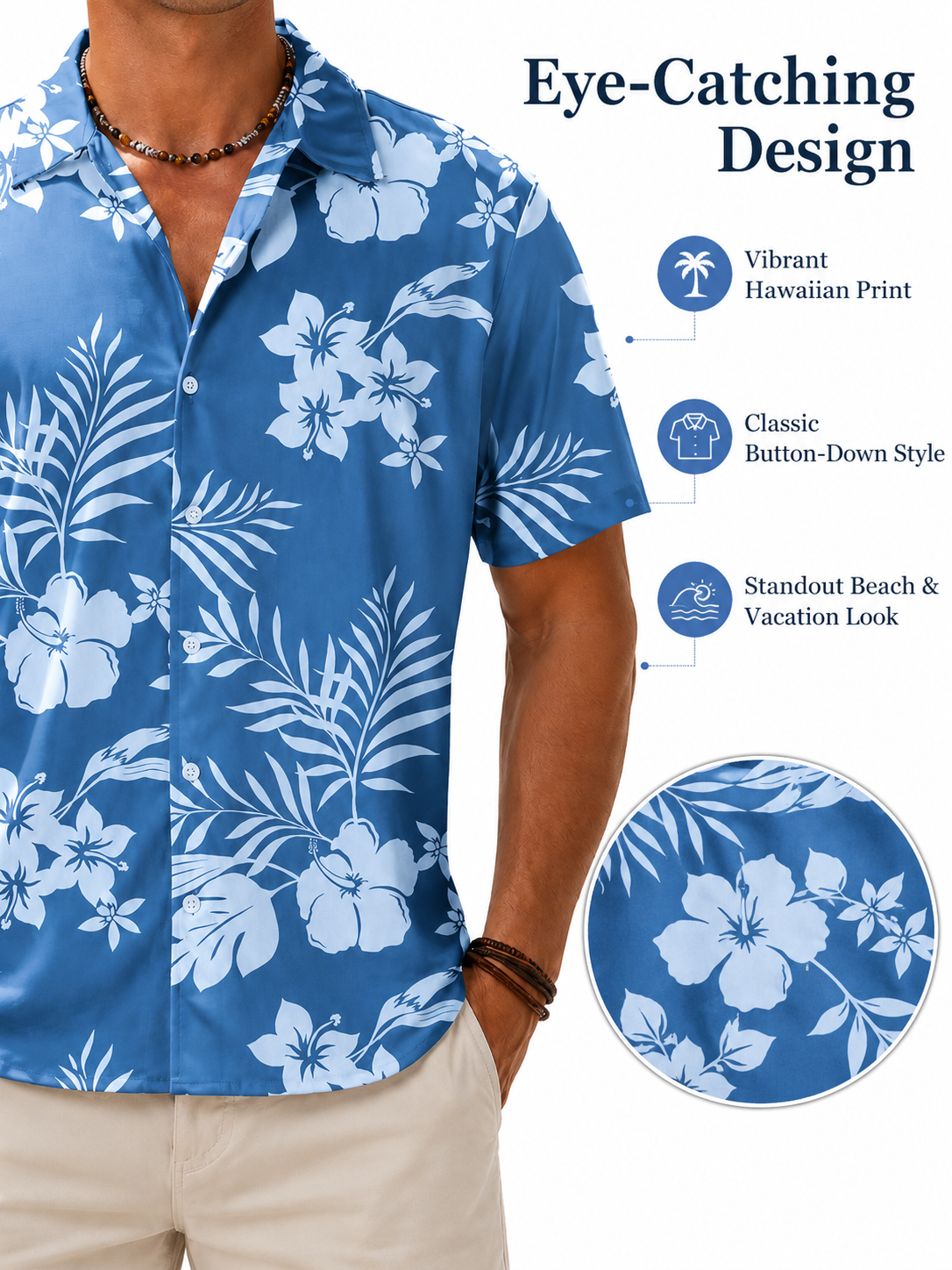 Eye-catching Hawaiian print and classic button-down detail image