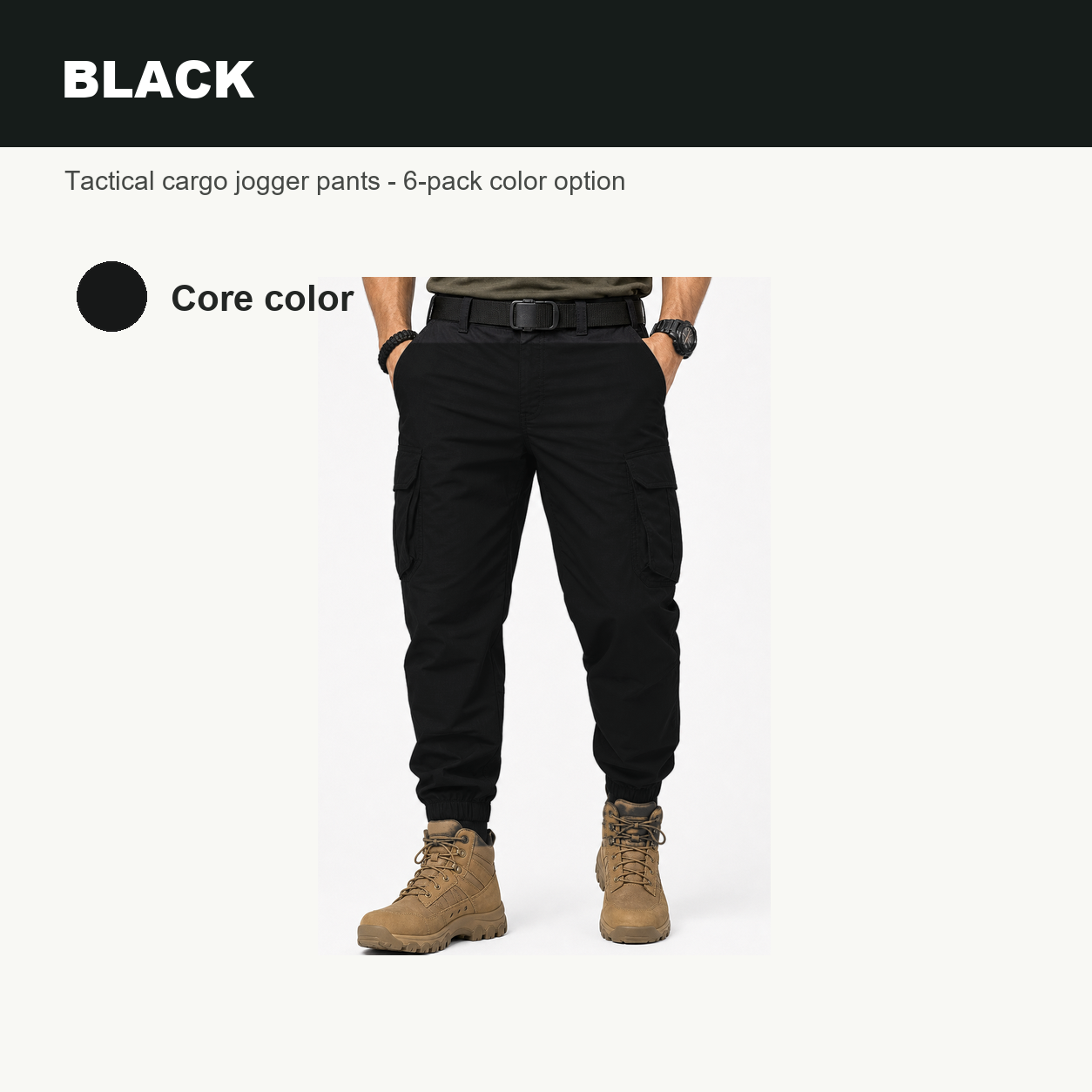Pack & Save Men's Lightweight Tactical Cargo Jogger Pants, Elastic Cuff Utility Work Pants with Multi-Pocket Storage