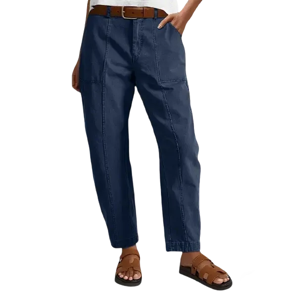 Solid Mid-Rise Baby Barrel Pants, High Stretch, Deep Pockets