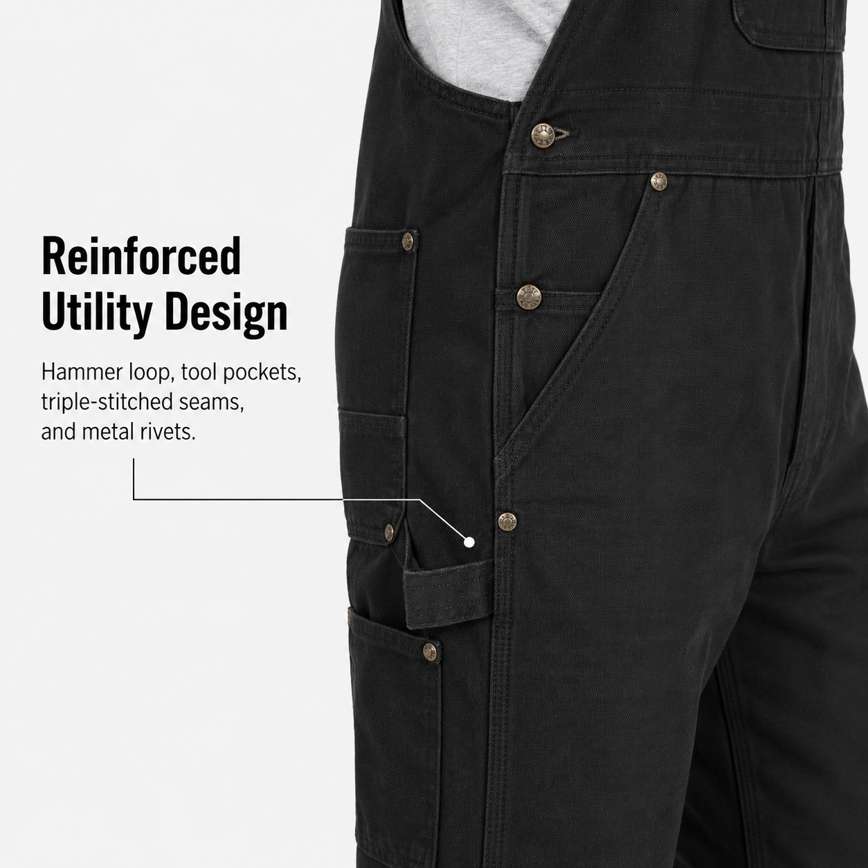 Reinforced utility design with tool pocket and rivets