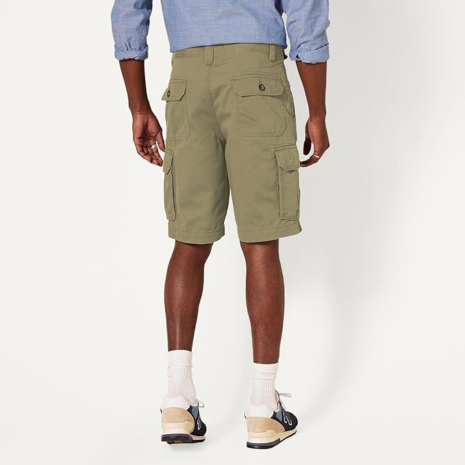 Desert Sage back view men's washed cotton twill cargo shorts