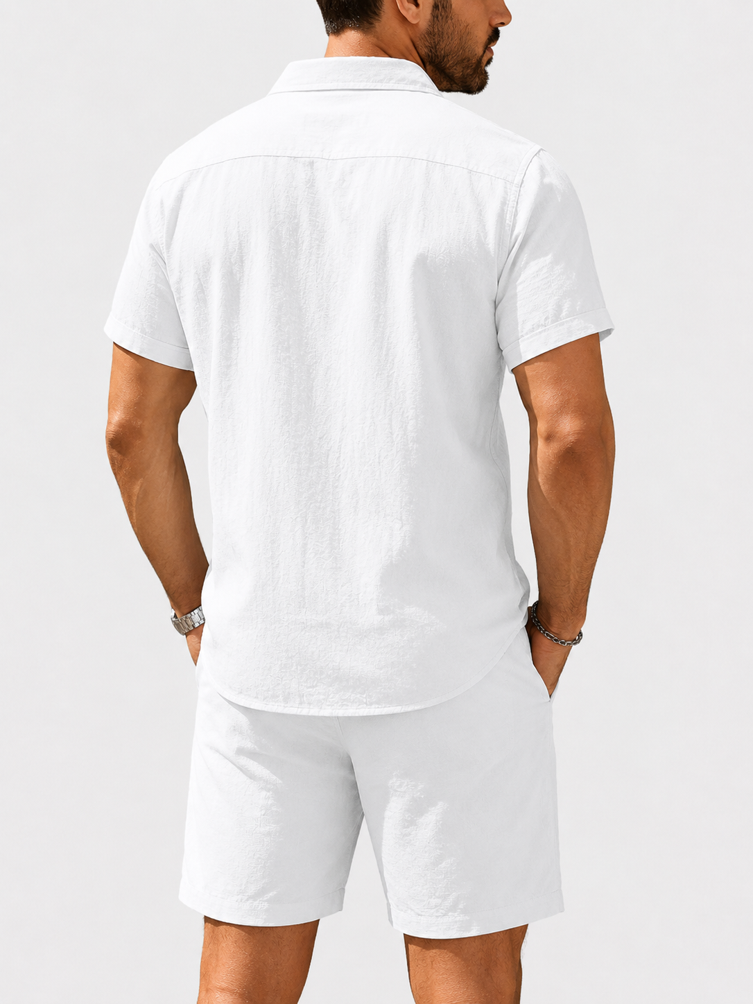 Back view of the shirt and shorts matching set