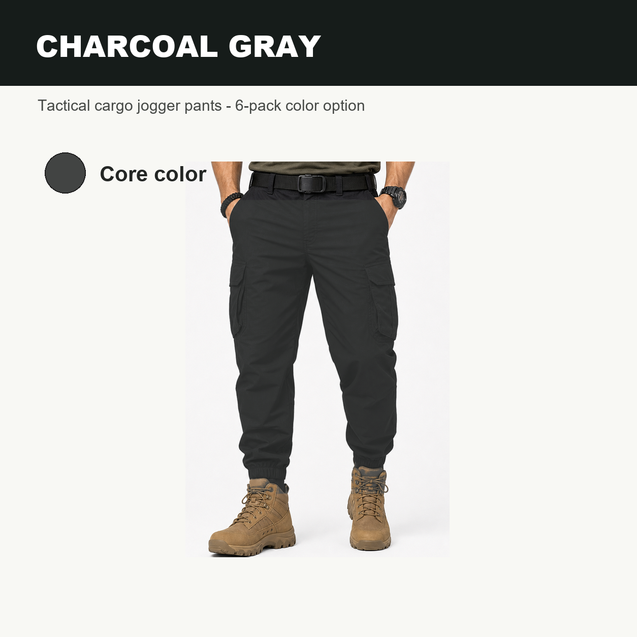 Pack & Save Men's Lightweight Tactical Cargo Jogger Pants, Elastic Cuff Utility Work Pants with Multi-Pocket Storage