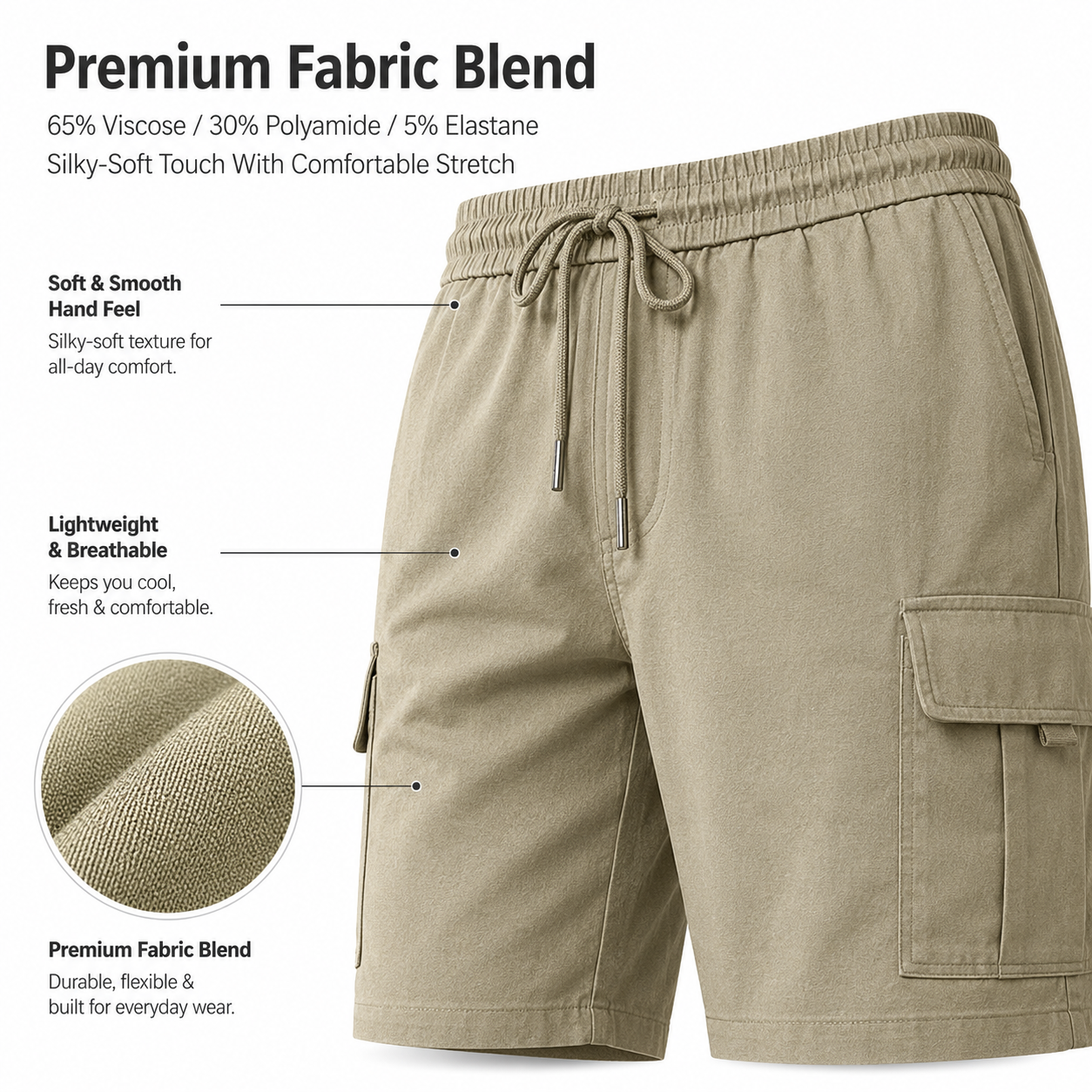 Fabric blend and waistband detail