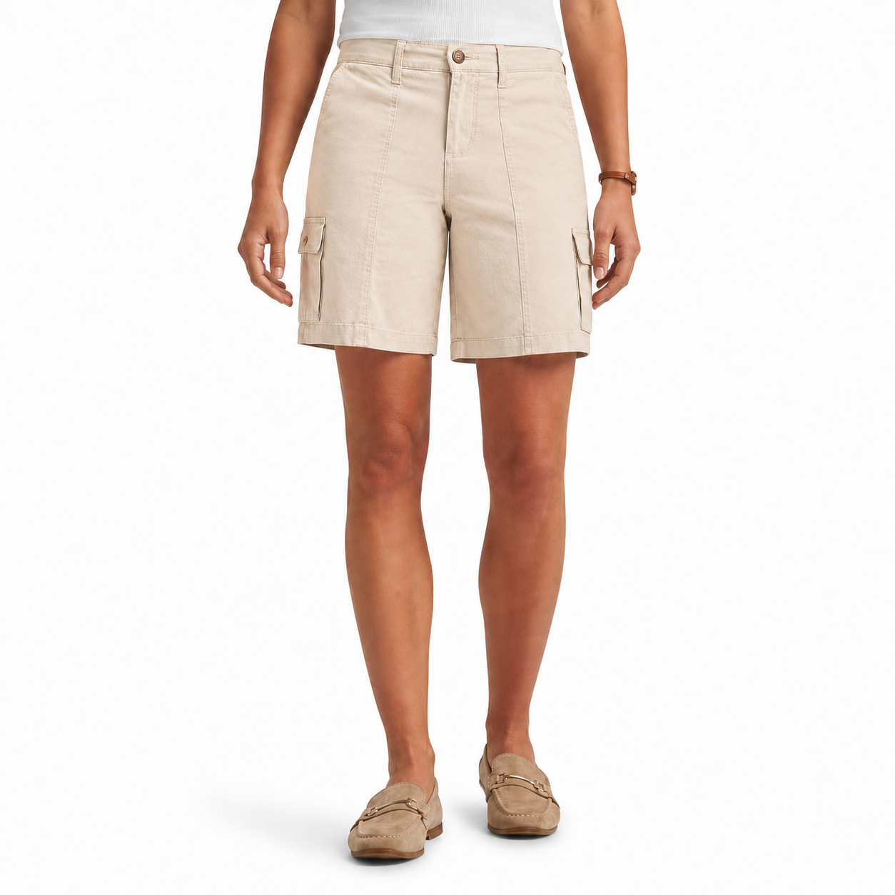 Natural Linen women's relaxed cargo shorts