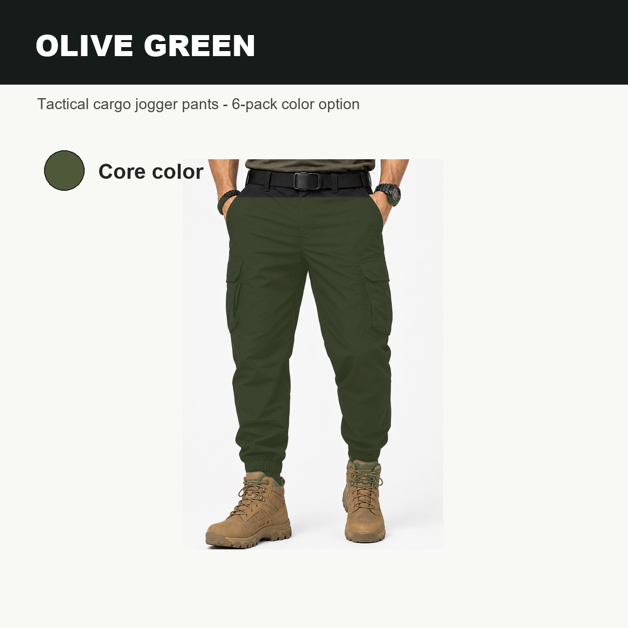 Pack & Save Men's Lightweight Tactical Cargo Jogger Pants, Elastic Cuff Utility Work Pants with Multi-Pocket Storage