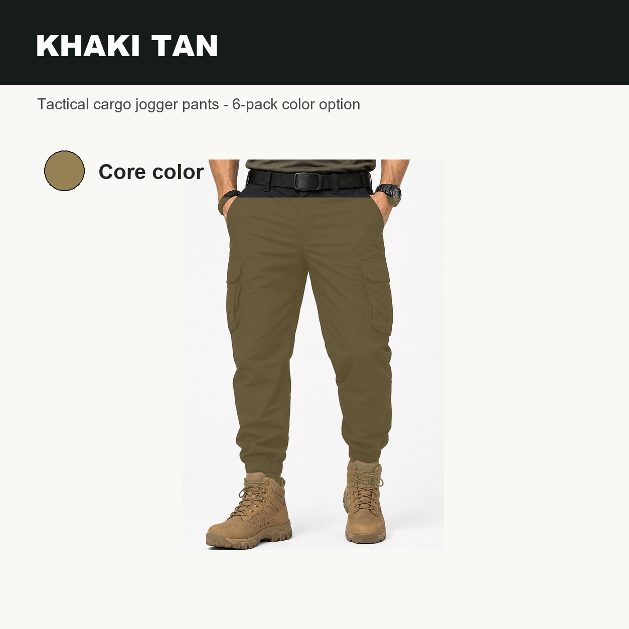 Pack & Save Men's Lightweight Tactical Cargo Jogger Pants, Elastic Cuff Utility Work Pants with Multi-Pocket Storage